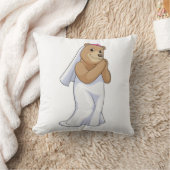 ドレスとヴェールをまとったクマの花嫁 クッション (ブランケット)