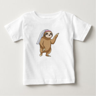 ドレスとヴェールを纏ったスローサとして花嫁 ベビーTシャツ