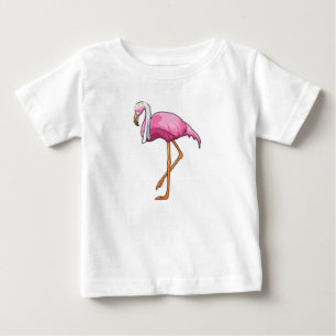 ドレスとヴェールを纏ったフラミンゴ ベビーTシャツ