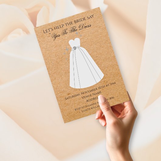 ドレスにイエスと言うRustic Kraft 招待状