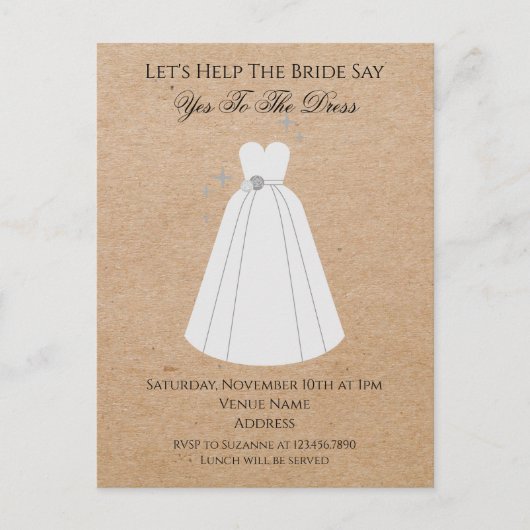 ドレスにイエスを言う クラフトの返信先招待状 ポストカード (正面)