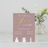 ドレスにイエス ブライダル箔 招待状 (立ち正面)
