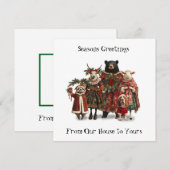 ドレスに動物が入ったホリデーカード シーズンカード (正面/裏面)