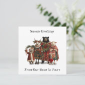 ドレスに動物が入ったホリデーカード シーズンカード (スタンド正面)