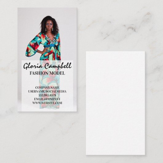 ドレスに身を包んだ女カラフル性モデル 名刺 (正面/裏面)