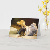 ドレスのグリーティングカードのワニ カード (黄色い花)