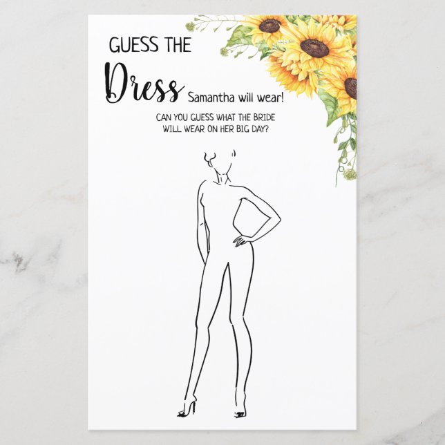 ドレスのブライダルシャワー英語のゲスペインのーム (正面)