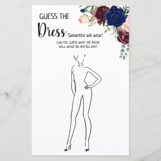 ドレスのブライダルシャワー英語のゲスペインのーム (正面)