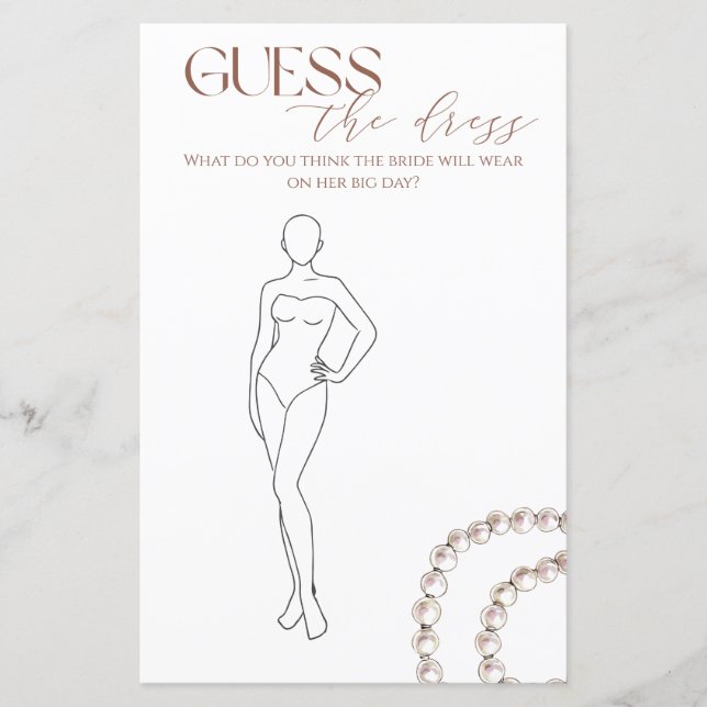 ドレスの真珠とプロセッコのブライダルゲームを推測 (正面)
