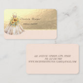 ドレスひまわりフェイク金ゴールド、真珠 名刺 (正面/裏面)