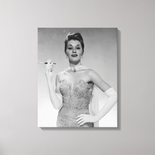 ドレスを着た女性 キャンバスプリント (正面)