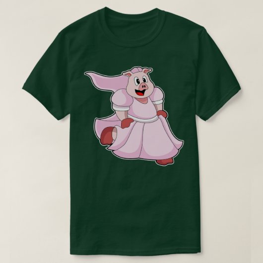 ドレスを着た花嫁結婚としての豚 Tシャツ (デザイン正面)