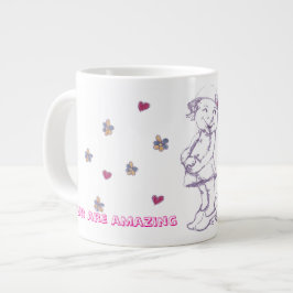ドレスアップで遊ぶかわいい女の子 ジャンボコーヒーマグカップ