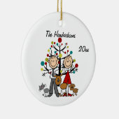 ドレスアップカップル、2匹の犬、猫のオーナメント セラミックオーナメント (右)