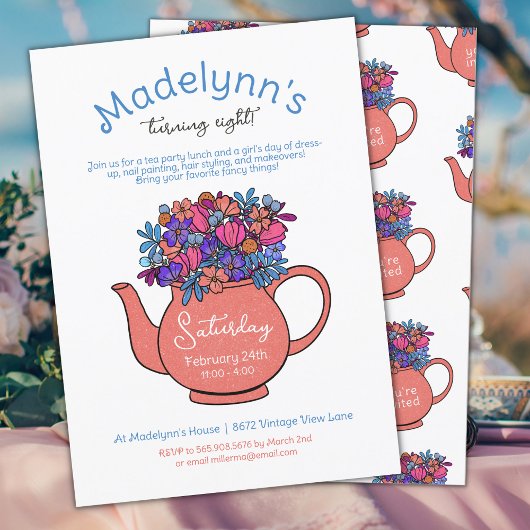 ドレスアップティーパーティーガールズ誕生日招待状 招待状