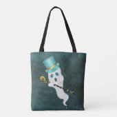 ドレスアップ幽霊トップハット金ゴールドスカルケーンブルースカイ トートバッグ (裏面)