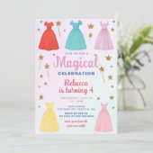 ドレスアップ衣装 女の子 プリンセス誕生日パーティー 招待状 (スタンド正面)