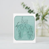 ドレスゲエレガントージホースデザインインティール(緑がかった色) ポストカード (スタンド正面)