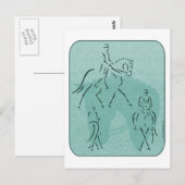 ドレスゲエレガントージホースデザインインティール(緑がかった色) ポストカード (正面/裏面)