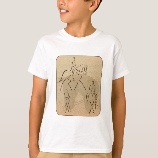 ドレスゲエレガントージホースデザインイン茶/タン Tシャツ (正面)