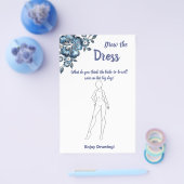 ドレスゲームブライダルシャワーカード青い花を描画 チラシ (シングル)