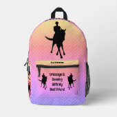 ドレスゲ最高のース踊り乗馬 プリントバックパック (正面)