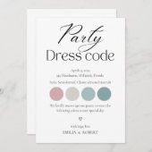 ドレスコードカード、パーティーの衣装を挿入 案内状 (正面/裏面)