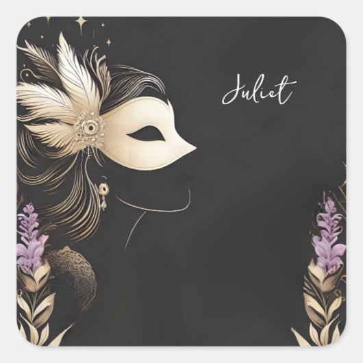 ドレスコード プロム 仮面舞会 ブライダルシャワー スクエアシール (正面)