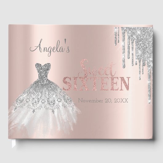 ドレスシルバーグリッタードリップバラ金ゴールドスウィート16 ゲストブック (正面)