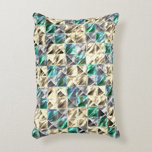ドレスシーのミント、ベージュと銀のタイルまたは染色 アクセントクッション (正面(垂直))