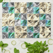 ドレスシーのミント、ベージュと銀のタイルまたは染色 キッチンタオル (折り畳み)