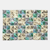 ドレスシーのミント、ベージュと銀のタイルまたは染色 キッチンタオル (横)