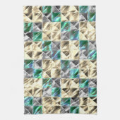 ドレスシーのミント、ベージュと銀のタイルまたは染色 キッチンタオル (縦)