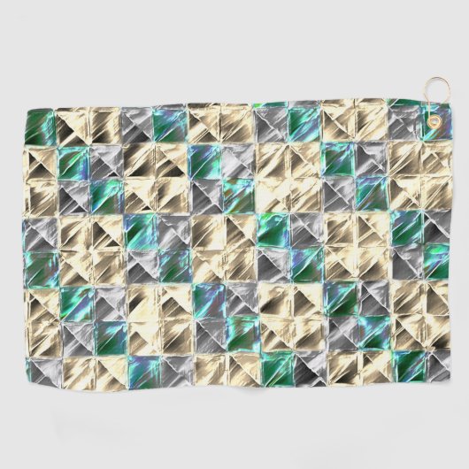 ドレスシーのミント、ベージュと銀のタイルまたは染色 ゴルフタオル (横)