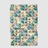 ドレスシーのミント、ベージュと銀のタイルまたは染色 ゴルフタオル (正面)