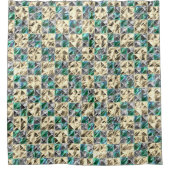 ドレスシーのミント、ベージュと銀のタイルまたは染色 シャワーカーテン (正面)