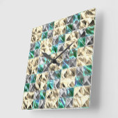 ドレスシーのミント、ベージュと銀のタイルまたは染色 スクエア壁時計 (傾斜)