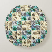 ドレスシーのミント、ベージュと銀のタイルまたは染色 ラウンドクッション (正面)