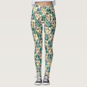 ドレスシーのミント、ベージュと銀のタイルまたは染色 レギンス (正面)