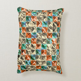 ドレスシーベージュ、シアンとサンゴのタイルまたは染色 アクセントクッション