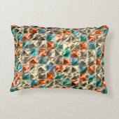 ドレスシーベージュ、シアンとサンゴのタイルまたは染色 アクセントクッション (裏面)