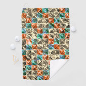 ドレスシーベージュ、シアンとサンゴのタイルまたは染色 ゴルフタオル (インサイチュ)