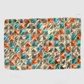 ドレスシーベージュ、シアンとサンゴのタイルまたは染色 ゴルフタオル (横)