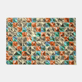 ドレスシーベージュ、シアンとサンゴのタイルまたは染色 ドアマット (正面)