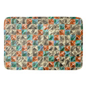 ドレスシーベージュ、シアンとサンゴのタイルまたは染色 バスマット (正面)