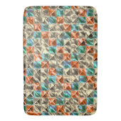 ドレスシーベージュ、シアンとサンゴのタイルまたは染色 バスマット (正面縦)