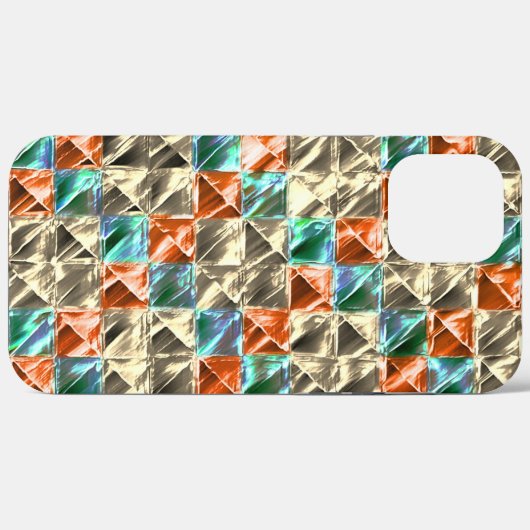 ドレスシーベージュ、シアンとサンゴのタイルまたは染色 Case-Mate iPhoneケース (裏面 (横))