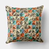 ドレスシーベージュ、ミントとサンゴのタイルまたは染色 クッション (裏面)