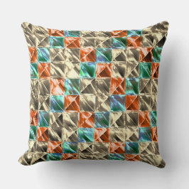 ドレスシーベージュ、ミントとサンゴのタイルまたは染色 クッション