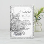 ドレススきらきら光るニーカーボール誕生日パーティー 招待状 (スタンド正面)